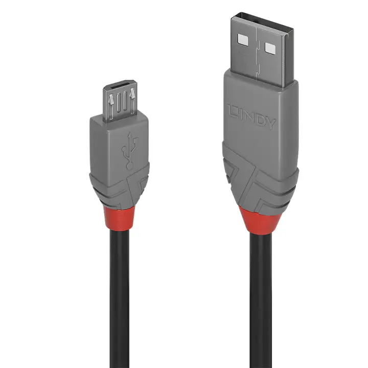 36735 cable USB USB 2.0 5 m USB A Micro-USB B Negro, Gris