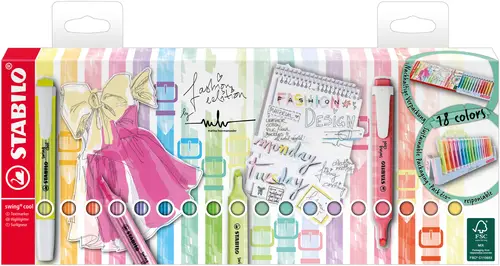 swing cool Deskset marcador permanente Azul, Verde, Naranja, Pastel, Rosa, Rojo, Amarillo 18 pieza(s) - Imagen 1