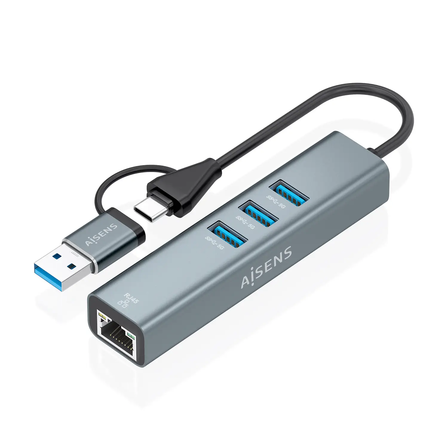 Conversor USB3.2 Gen1 USB-A+USB-C A Ethernet Gigabit 10/100/1000 ..
