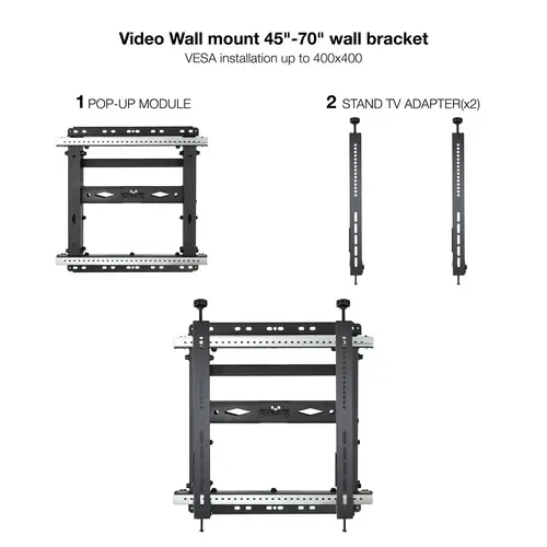 Soporte Video Wall de Pared para Pantalla 45"-70", Negro - Imagen 2