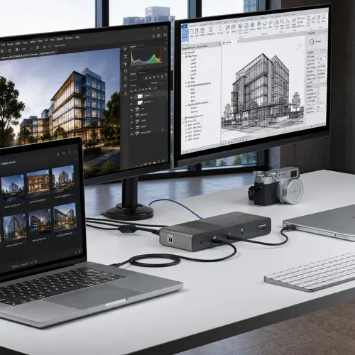 206UE-TB5USB4DOCK base para portátil y replicador de puertos Alámbrico Thunderbolt 5 Negro, Gris - Imagen 3