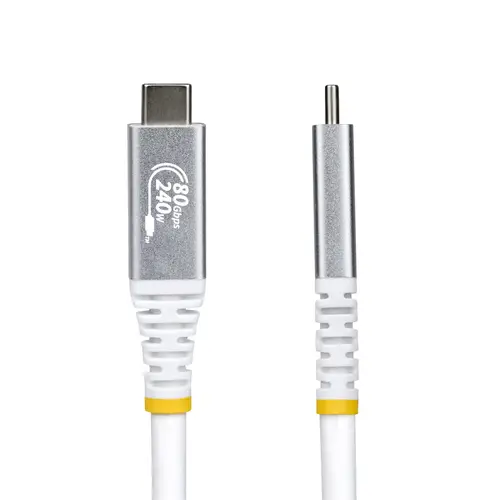 Cable USB4 1,5m - Cable USB-C Certificado USB-IF - 80Gbps - Cable USB Tipo C - PD de 240W - 8K120/4K240 - DP 2.1 - DP80 - Recubrimiento de TPE - Compatible con Thunderbolt - Blanco - Imagen 2