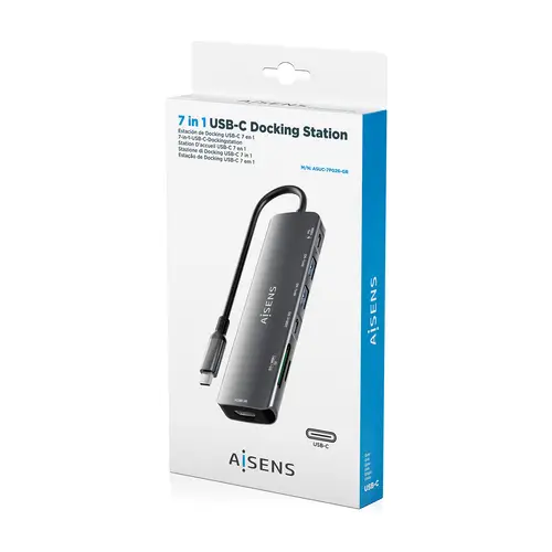 USB-C Dock 7 en 1, USB-C A, 1x HDMI, 2x USB-A, 1x USB-C, 1x USB-C PD 100W, 1x SD, 1x MicroSD, Gris, 15cm - Imagen 7