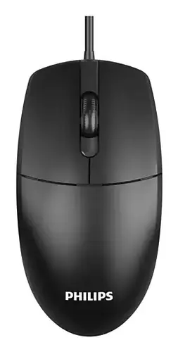 MOUSE PHILIPS SPK7247B SENSOR OPTICO 1200 DPI AMBIDIESTRO NEGRO MATE ERGONOMICO USB 2.0