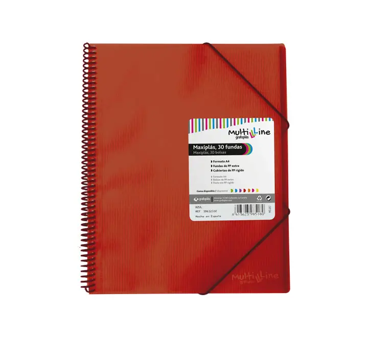 CARP. GRAFOPLAS 30 FUNDAS MAXIPLAS C/ESPIRAL ROJO