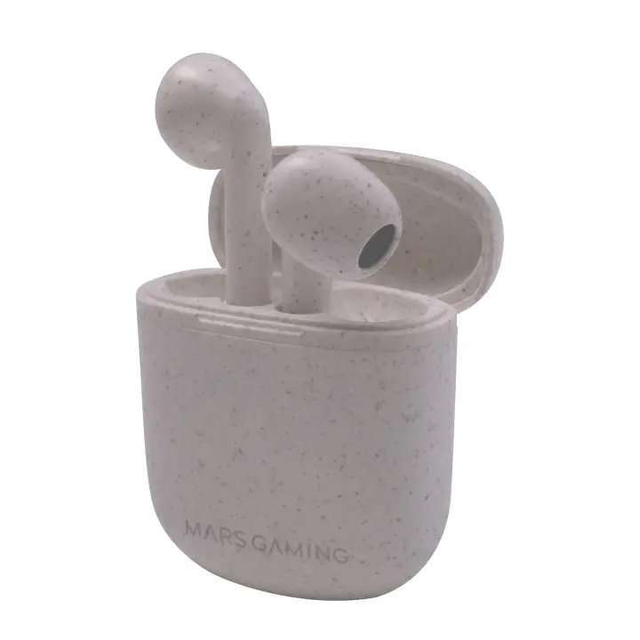 MHI-ECO, Auriculares Inalámbricos TWS Ecológicos, Bluetooth 5.1, Micrófono, Material Orgánico Wheat Straw