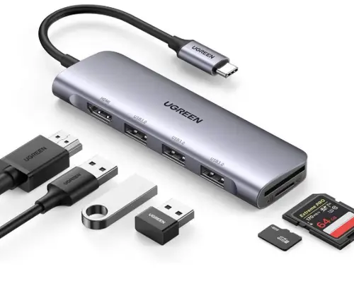 20956A hub de interfaz USB Tipo C 5000 Mbit/s Plata - Imagen 4