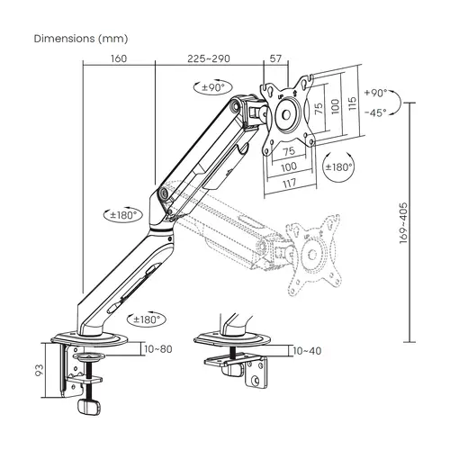 AISENS Soporte de Mesa Eco Contrapeso Giratorio e Inclinable para Monitor TV 9kg  3 Pivotes  1 Brazo  de 17 32  Negro - Imagen 7