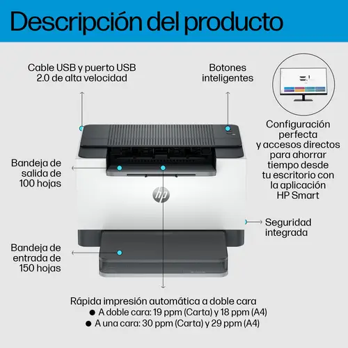 LaserJet M209d Blanco y negro Impresora, A doble cara - Imagen 4