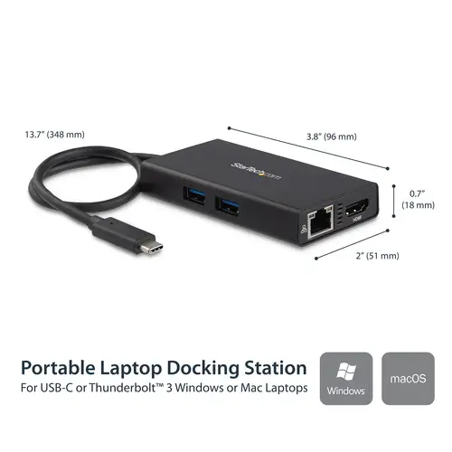 Adaptador Multipuertos USB-C - Docking Station Portátil USB-C 4K HDMI - con Entrega de Potencia de 60W - GbE - Hub 2x USB-A 3.0- Mini Dock Portátil USB Tipo C para Portátiles - Imagen 2