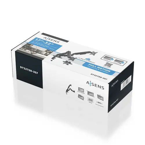 Soporte de Mesa Eco Contrapeso Giratorio e Inclinable para Monitor/TV 9KG (3 Pivotes, 2 Brazos) de 17"-32", Negro - Imagen 6