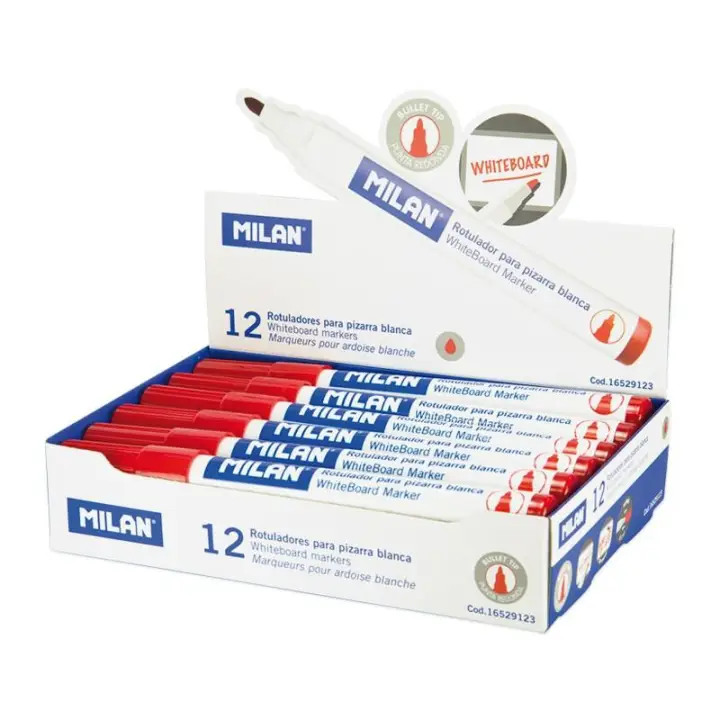MILAN ROTULADOR PIZARRA-BLANCA PUNTA REDONDA ROJO -12U-