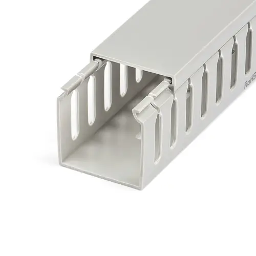 Canaleta para Cableado con Ranura Abierta y Tapa, 50 mm An x 50 mm Al - 2 m Lar - Ranuras de 8 mm, Cubierta de PVC o Conducto de Pared para Cables de Red - Para un Máximo de 80 Cables - UL - Imagen 3