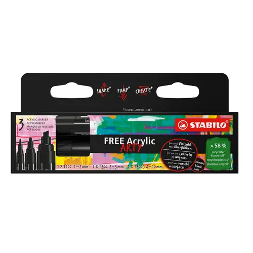 FREE Acrylic marcador 3 pieza(s) Negro - Imagen 1