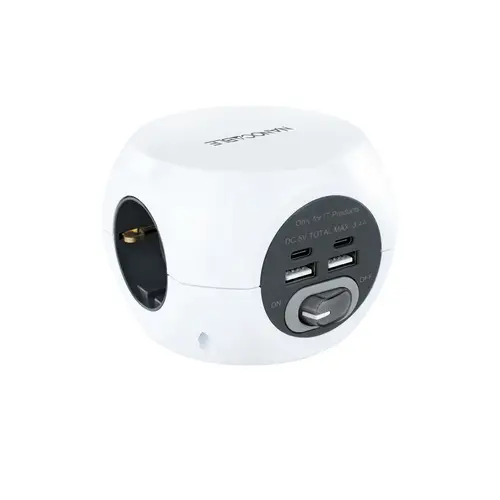 Base de 3 enchufes con 4 USB's (2 USB A + 2 USB-C), con interruptor - Imagen 1