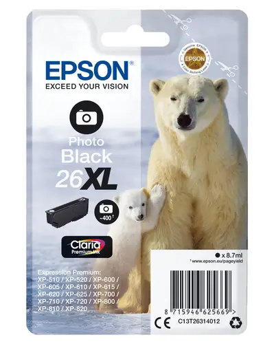 Polar bear Cartucho 26XL negro foto (etiqueta RF) - Imagen 1