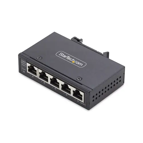 Switch Ethernet Industrial de 5 Puertos no Gestionado IP30 - Ethernet 100/1000 - Montaje en Pared o Carril DIN - IP30 - -40C-75C - 9~60VDC - TAA - Imagen 1