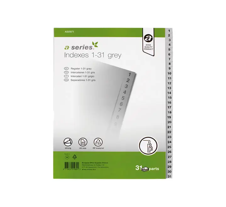 INDICE A-SERIES 1-31 PP A4 GRIS AS0971