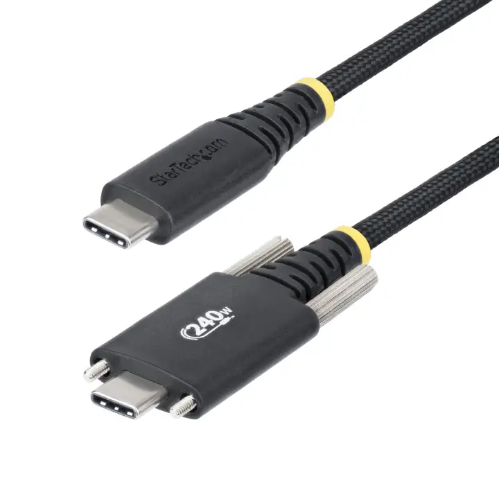 Cable Cargador USB-C de 3m - Tornillos Laterales de Fijación - Cable USB Tipo C de Carga EPR de 240W (5A) - Cable USB 2.0 - Cable Resistente con Recubrimiento de Silicona - USB-IF