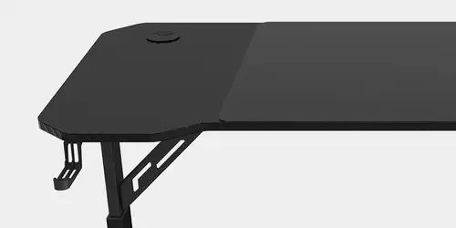 MGD-ERGO140, Mesa Altura Ajustable 3 Posiciones, Superficie Ergonómica, Estructura Metálica, Alfombrilla XXL, Soporte Auriculares + Bebida, Gestión Cableado, Mesa Gaming 140x60cm, Negro - Imagen 2