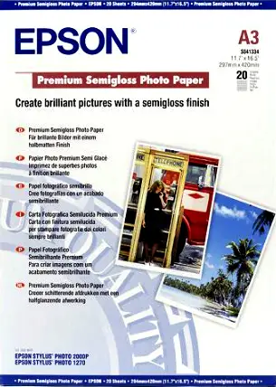 Premium Semigloss Photo Paper, DIN A3, 251 g/m², 20 hojas