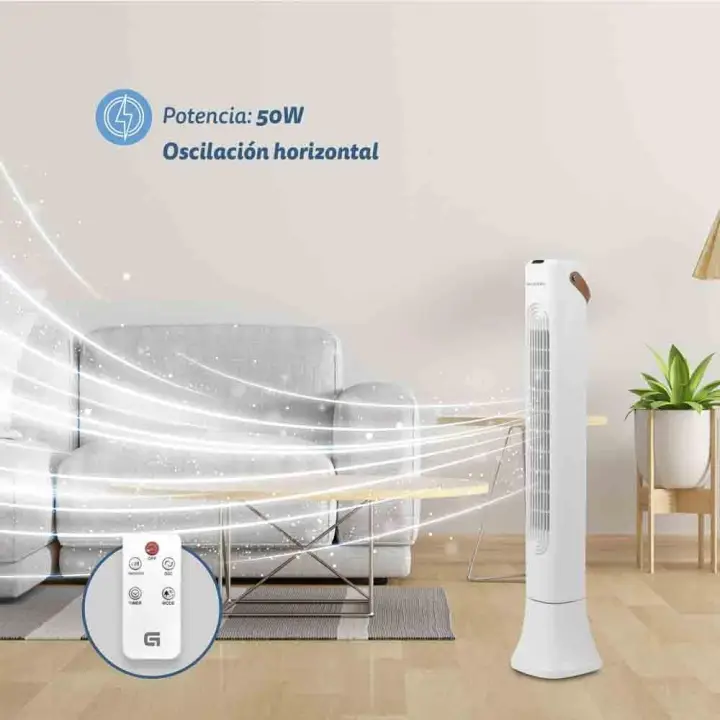 GRUNKEL VENTILADOR DE TORRE 45W 3 VELOCIDADES C/TEMPORIZADOR NEGRO