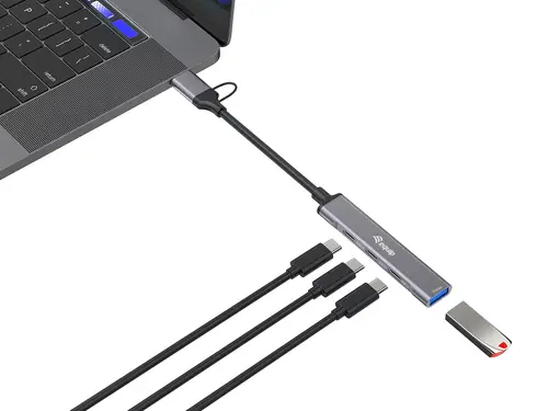 128969 hub de interfaz USB 3.2 Gen 1 (3.1 Gen 1) Type-C 5000 Mbit/s Gris - Imagen 4