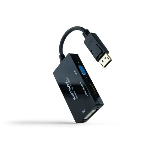 Conversor DISPLAYPORT a HDMI/DVI/VGA, 20 cm, Negro - Imagen 1