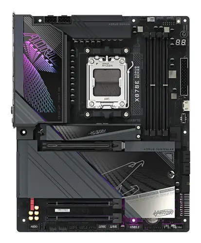 X870E AORUS MASTER Placa Base - Compatible con CPUs AMD Ryzen 9000, 16+2+2 fases VRM digitales, hasta 8600MHz DDR5 (OC), 3xPCIe 5.0 + 1xPCIe 4.0, Wi-Fi 7, LAN 5GbE, USB 4 - Imagen 2