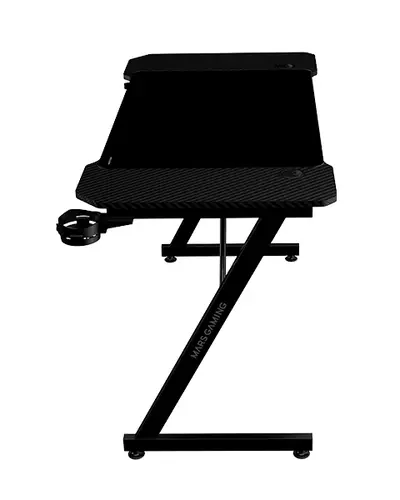 MGD-X120, Mesa Gaming Ergonómica, Superficie en Fibra de Carbono, Estructura Metálica, Alfombrilla XXL, Soporte Auriculares y Bebida, Gestión Cableado, Escritorio PC 120x60cm, Negro - Imagen 2