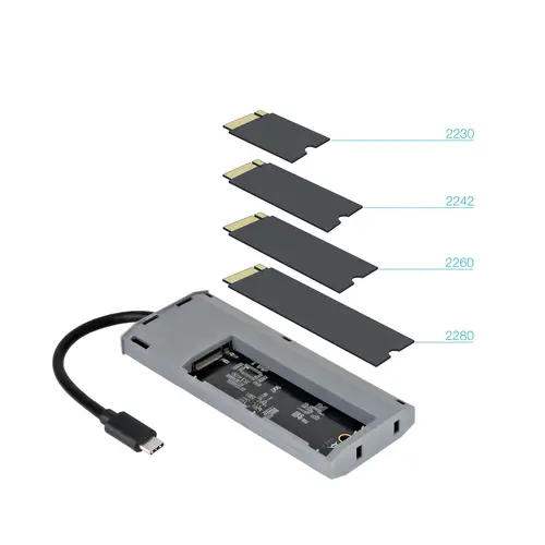 Caja externa para SSD M.2 NGFF/NVMe + HUB USB 3.2 Gen2 con 1xUSB-C/PD + 2xUSB-A + USB-C + HDMI, Gris - Imagen 2