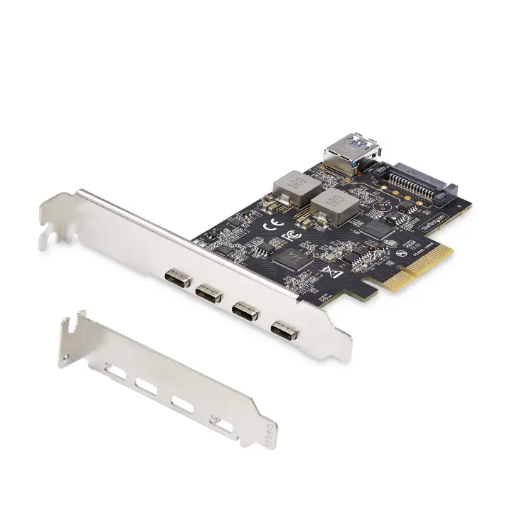 Tarjeta PCIe de 5 Puertos USB de 10Gbps 4x USB-C / 1x USB-A - Hub Concentrador Interno USB 3.2 de 10Gbps - Tarjeta PCI Express 4 Puertos USB Tipo C 1 Puerto USB-A - Windows/Mac/Linux