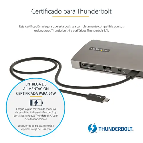Docking Station Thunderbolt 4, PD de 96W, para 1 Monitor de 8K/para 2 Monitores de 4K 60Hz, 3xTB4/USB4, 4xUSB-A/SD/GbE, Replicador de Puertos Thunderbolt 4 para Win o Mac TB3 - Imagen 9