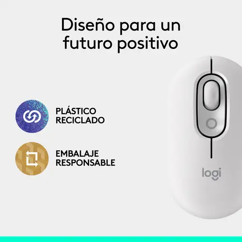 POP Mouse, ratón inalámbrico Bluetooth compacto y portátil con botones programables y clics discretos, tecnología Easy-Switch para alternar hasta 3 dispositivos, portátil, tablet, PC: Blanco - Imagen 11