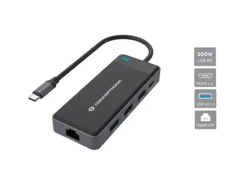DONN14G base para portátil y replicador de puertos Alámbrico USB 3.2 Gen 1 (3.1 Gen 1) Type-C Gris - Imagen 1