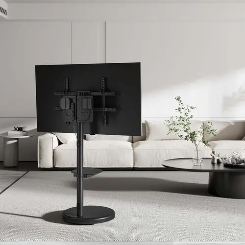 Soporte de suelo con rueda, bandeja para DVD para monitor/TV 50kg de 37-86, Negro - Imagen 5