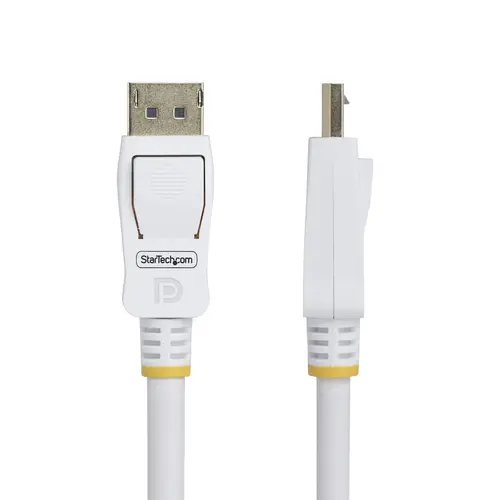 Cable DisplayPort 1.2 Certificado VESA Blanco de 1,8m - Cable DP 1.2 para Monitor - 4K 60Hz - 21,6Gbps - con Pestillo - Macho a Macho - Imagen 2