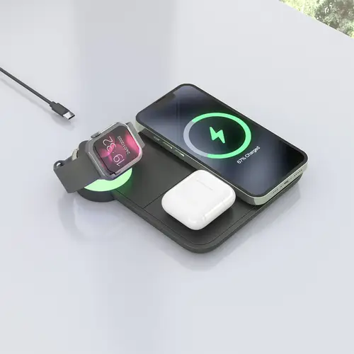 AISENS Cargador Inalambrico USB C 4 en 1 De 15W Para Movil  Apple Watch  Auriculares Con Estuche De Carga  Negro - Imagen 7