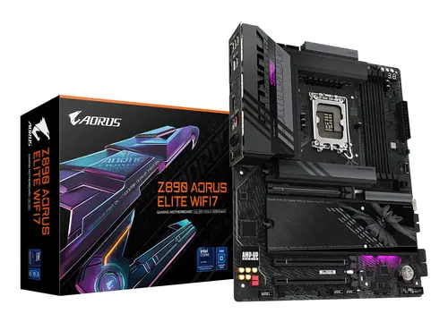 Placa base Z890 AORUS ELITE WIFI7 - Compatible con CPUs Intel Core Ultra (Serie 2), VRM de 16+1+2 fases, hasta 8800MHz DDR5 (OC), 1xPCIe 5.0 + 3xPCIe 4.0, Wi-Fi 7, LAN 2.5GbE, Thunderbolt 4 - Imagen 1