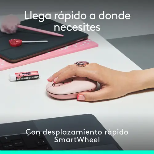 POP ICON COMBO, combinación de teclado y ratón Bluetooth, escritura cómoda, teclas y botones programables, clics discretos, Easy-Switch hasta 3 dispositivos: rosado - Imagen 5