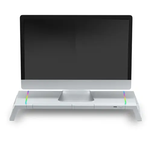 MGS-ONE Blanco, Soporte Monitor RGB Chroma, Tamaño Ajustable, Soporte Smartphone y Tablet, USB 2.0 Frontal - Imagen 2