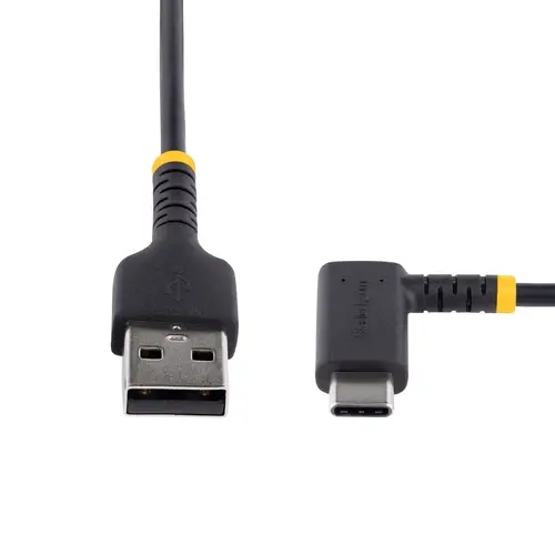 Cable de Carga USB-A a USB-C de 15cm - Cable de Carga Rápida de Servicio Pesado USB Tipo C - Cable USB 2.0 - Cable USB Tipo C Acodado - Resistente con Fibra de Aramida - 3A - Negro - Imagen 5