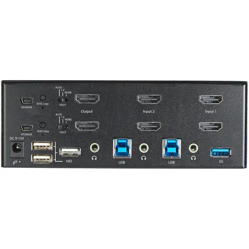 Switch Conmutador KVM de 2 Puertos HDMI 2.0 4K para 2 Monitores - Vídeo de 4K y 60Hz Ultra HD - HDR - Hub Ladrón USB 3.0 de 2 Puertos y 4 Puertos USB 2.0 HID - Audio - HotKey - TAA - Imagen 4