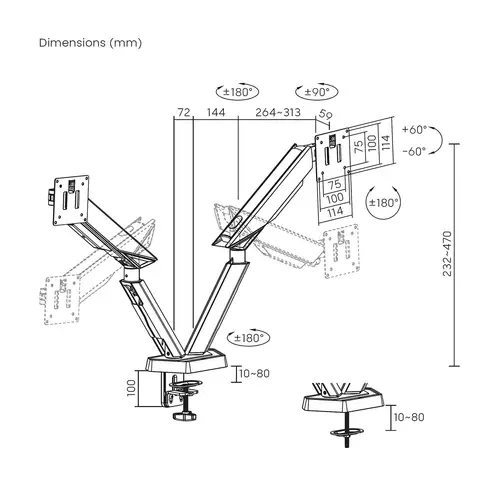DT38TSR-345 soporte para monitor 96,5 cm (38") Escritorio Negro, Blanco - Imagen 7