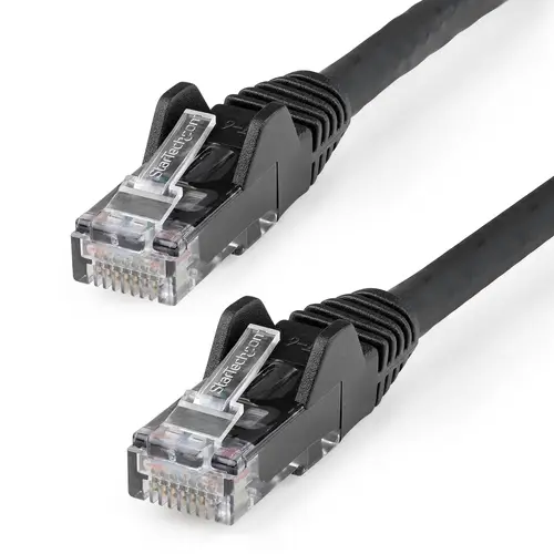 Cable Ethernet CAT6 de 50cm - LSZH - Cable de Red de 10 Gigabits de 650MHz y PoE de 100W UTP sin Enganches (Snagless) con Alivio de Tensión - Negro - CAT 6 - ETL - Imagen 1