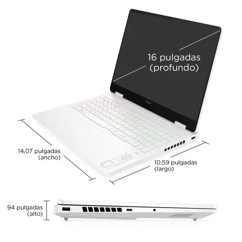 OMEN Gaming Laptop 16-am0041ns Intel Core 7 240H 40,6 cm (16") 2K 32 GB DDR5-SDRAM NVIDIA GeForce RTX 5070 Wi-Fi 6 (802.11ax) FreeDOS Blanco - Imagen 7