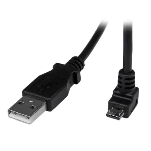 Cable Adaptador 2m USB A Macho a Micro USB B Macho Acodado en Ángulo hacia Abajo para Teléfono Móvil - Imagen 2