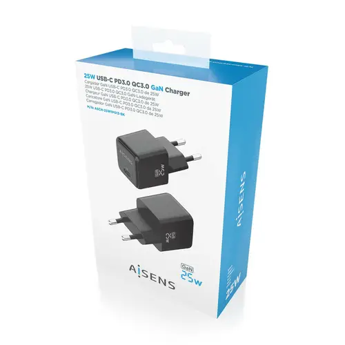 Cargador GaN 25W, 1xUSB-C PD3.0 QC4.0, Negro - Imagen 6