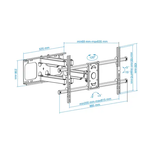 LP3790TN-B soporte para TV 2,29 m (90") Negro - Imagen 12