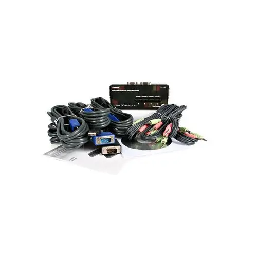 Juego de Conmutador Switch KVM 4 Puertos Vídeo VGA USB 2.0 con Cables y Audio - Imagen 6